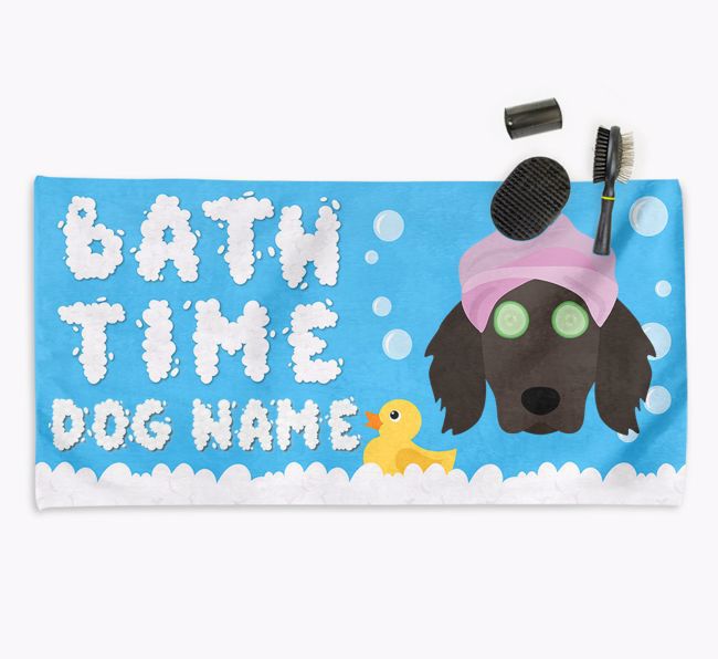 'Bubble Bath Time' Personalised Dog Towel for your {breedCommonName}